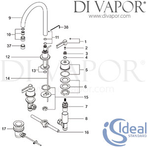 Ideal Standard Silver Basin Mixer Rim Mounted 3 Hole Tap Spare Parts - IDL DV 280
